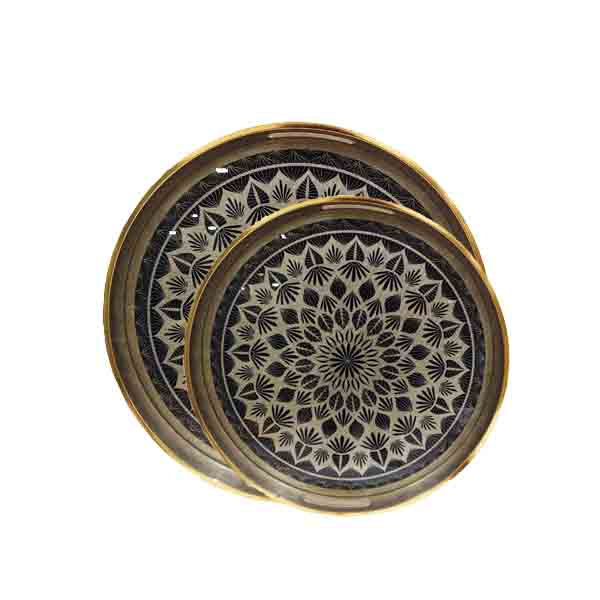 14020 Tray Set Wood + Glass 8c