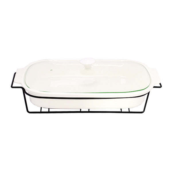 BR11007 14" RECTDISH CANDLE BLACK STAND