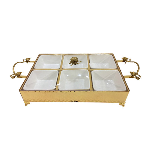 CD6198 6Part Sq Condiment Set (G) ORCHID