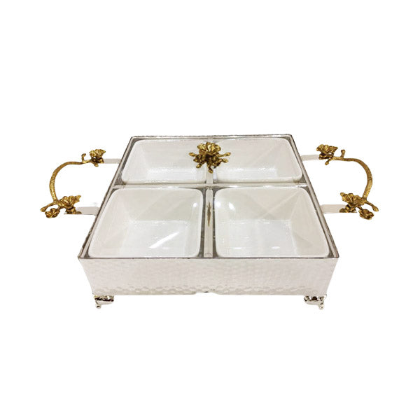 CD6199 4Part Sq Condiment Set (S) ORCHID