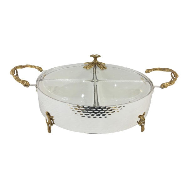 CD6619 4x1 Ser Dish Rnd (G+S) ORCHID 4sc