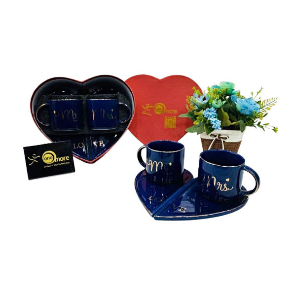 CS002 Blue 3Pcs Mug Set Heart 12c