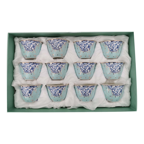 DIP10 Blue Floral Kehwa Piyali Set 12 Piece