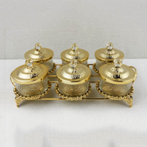 F3892-6 Crystal Ball Condimnt 6in1 G 8c