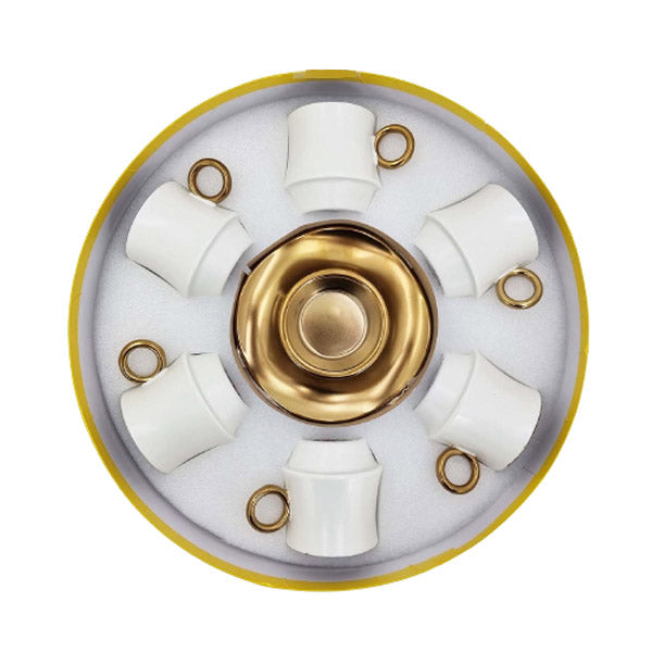 MG278 6Pcs Cup Saucer GoldWhite - ANGELA