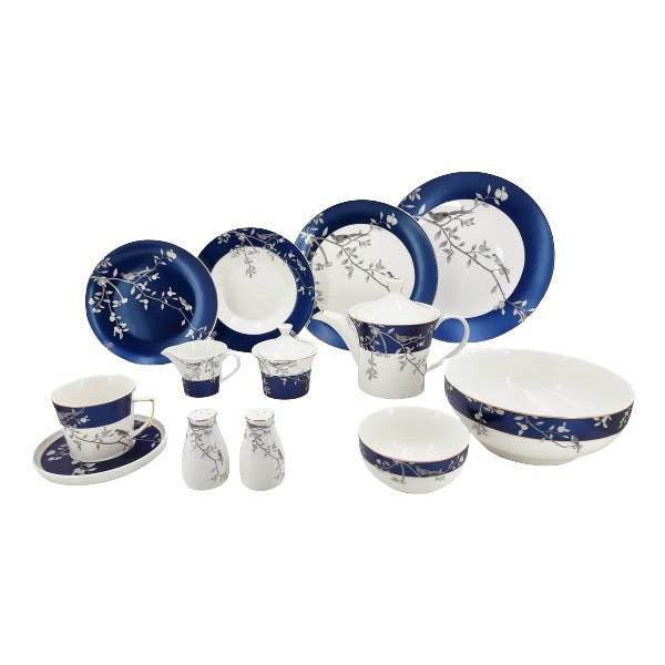 MK253 Blue White 47 Piece Dinner Set