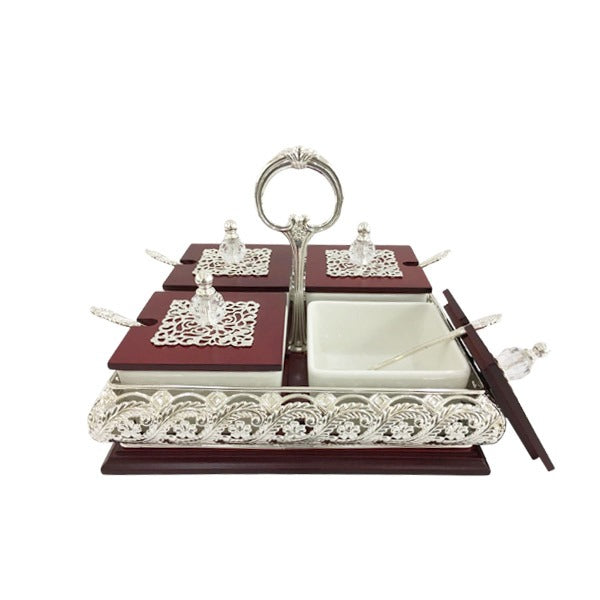 TA2493 4 Compartment Snack Pot Wooden