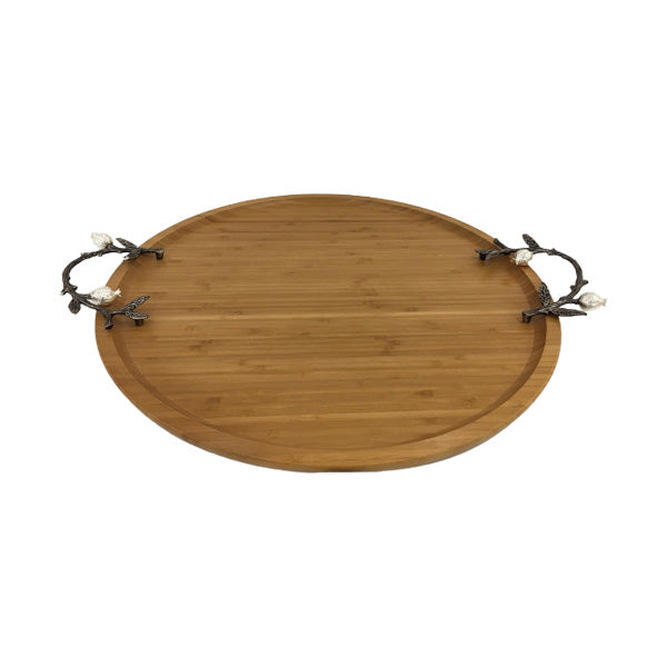 WB1061 Round Tray Wood Med ORCHID 6c