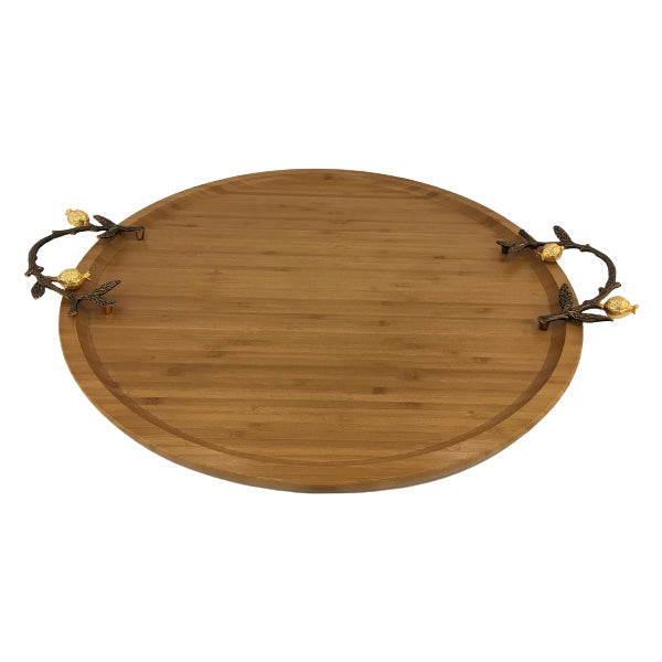 WB1065 Round Tray Wood Lrg ORCHID 6c