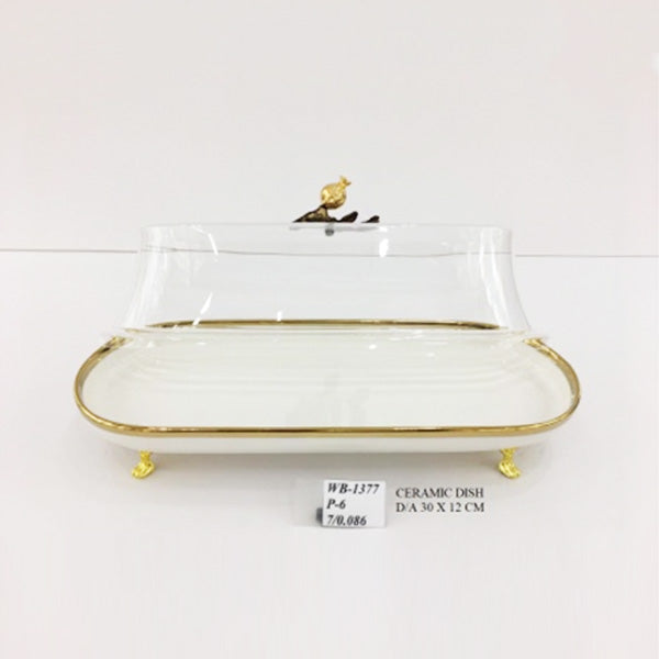 WB1377 Ceramic-Dish With-L 30x12cm (G)