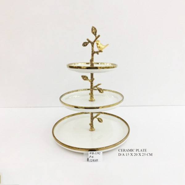 WB1392 3 TIER SWEET DISH 15x20x25cm(G)