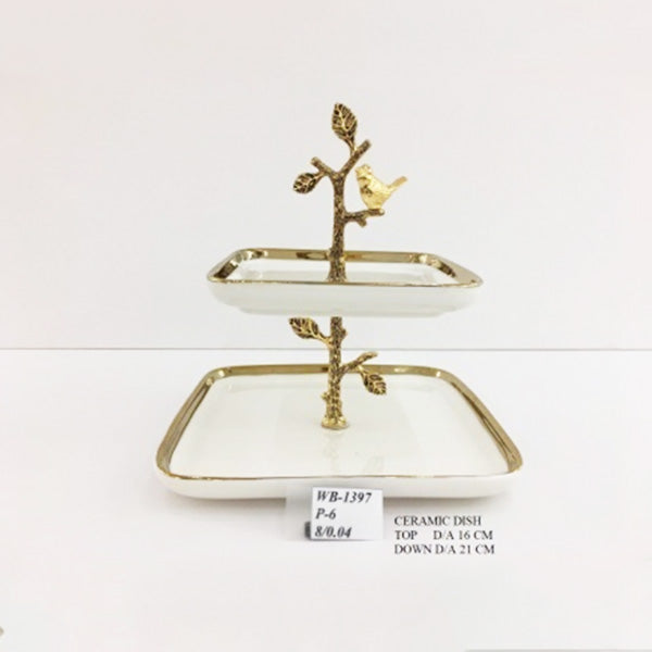 WB1397 2 TIER SWEET DISH 16x21cm (G)