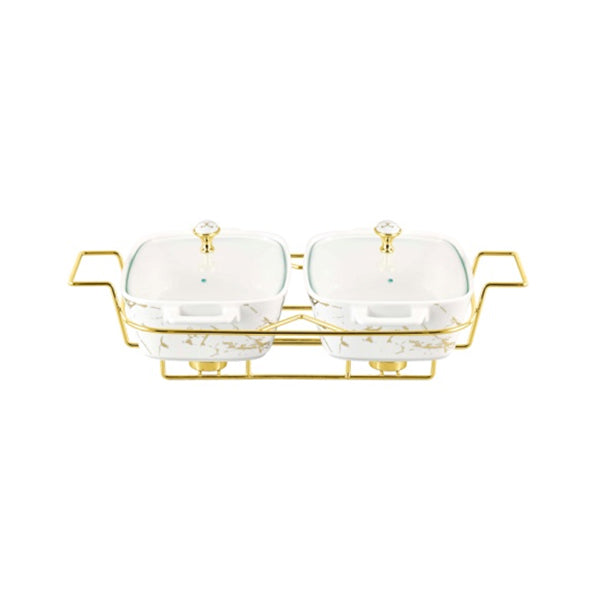 BR4013 13"TWIN RECT.CASSEROLE STAND 4c