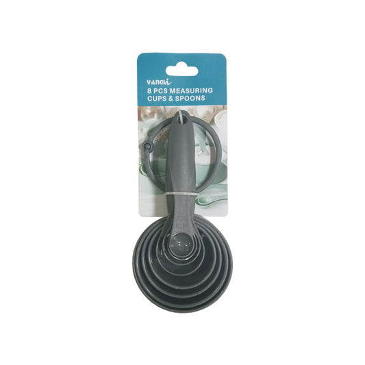 100072 8pcs Measuring Cups & Spoon Grey