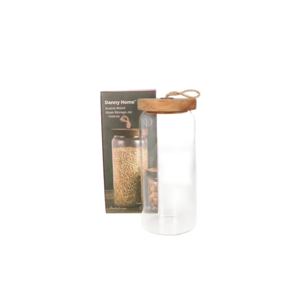 1988-60 Acacia Wood Glass Jar 1050ml 24c