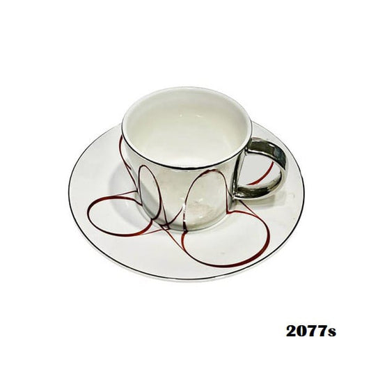 2077S Mirror Cup&Saucer Red Ring 24c