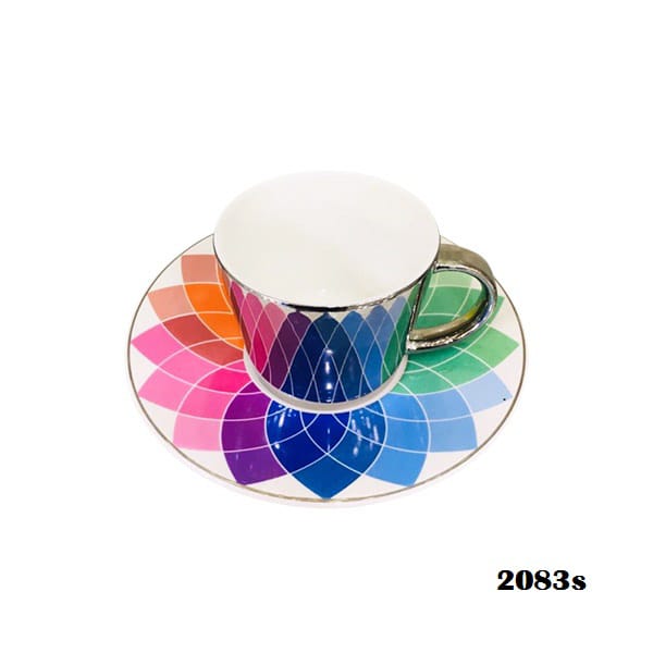 2083S Mirror Cup&Saucer Multi 24c