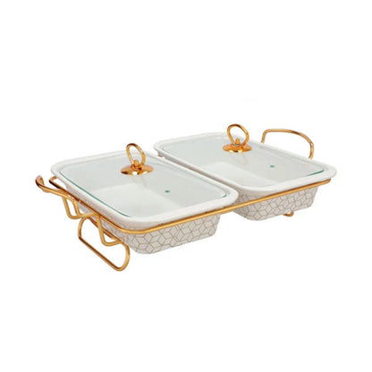 BR0151 13" TWIN RECT. CASSEROLE 4c