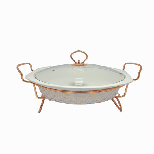BR0153 12" ROUND CASSEROLE WITH 4c