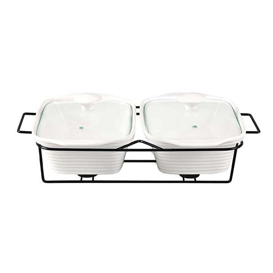BR0175 Rect-Twin Casserole+Candle 4c