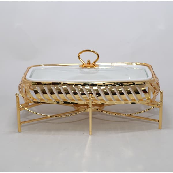 BR0260 12"RECT. Dish + CANDLE STAND 4c