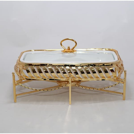 BR0260 12"RECT. Dish + CANDLE STAND 4c