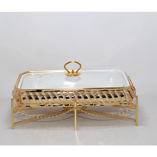 BR0261 13.5"RECT. Dish + CANDLE STAND 4c