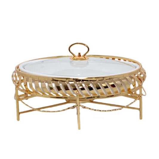 BR0264 12"OVAL Dish + CANDLE STAND 4c