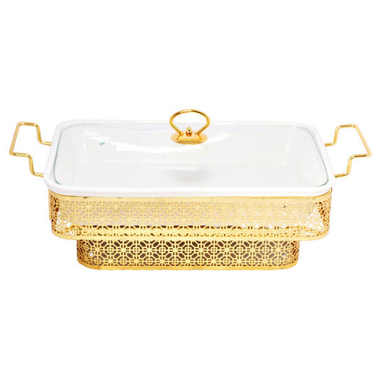 BR04023 15"RECT DISH W-STAND G 4c