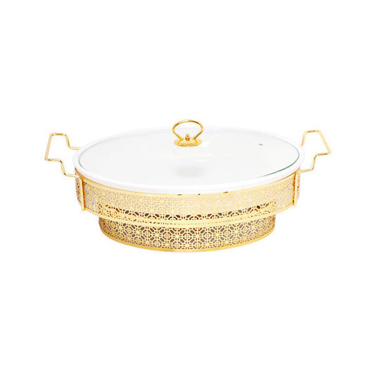 BR04024 12"OVAL DISH W-STAND G 4c