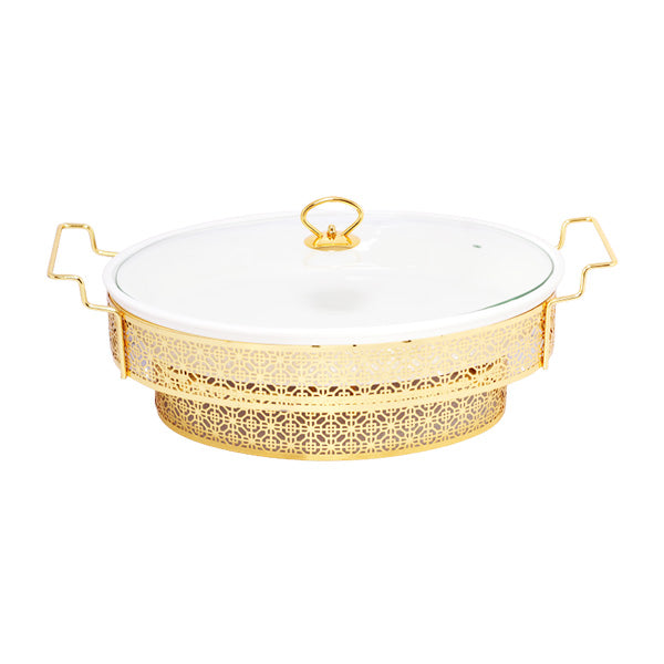 BR04025 14.5"OVAL DISH W-STAND G 4c
