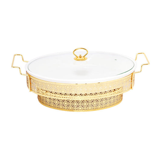BR04025 14.5"OVAL DISH W-STAND G 4c