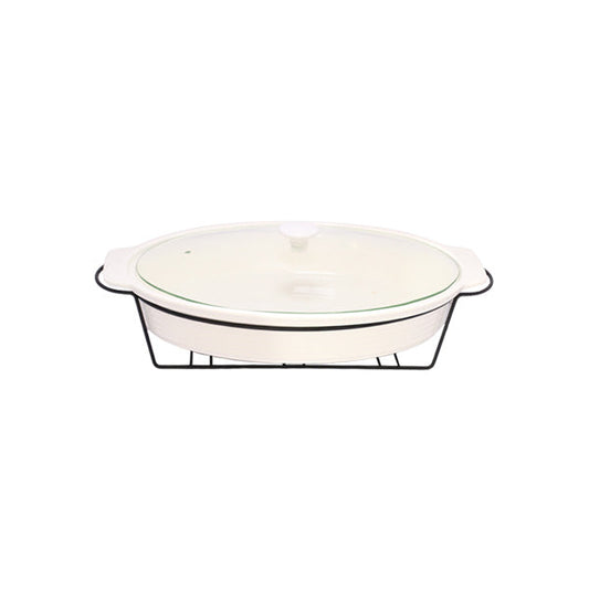 BR11001 12" OVAL DISH CANDLE BLACK STAND