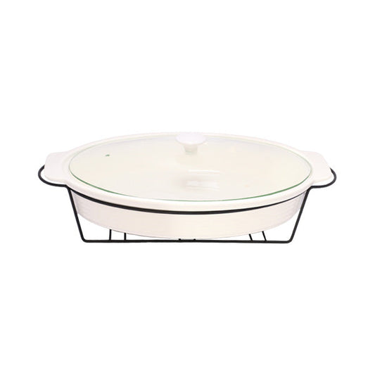 BR11002 15" OVAL DISH CANDLE BLACK STAND