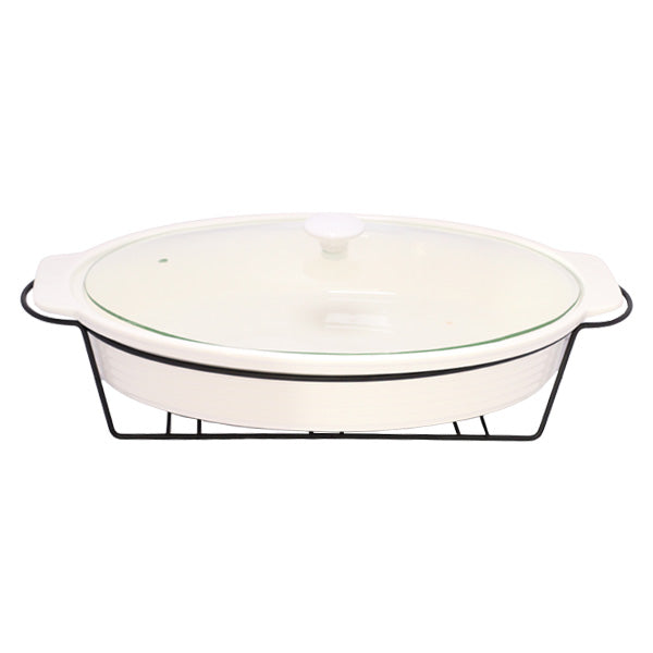 BR11003 17" OVAL DISH CANDLE BLACK STAND