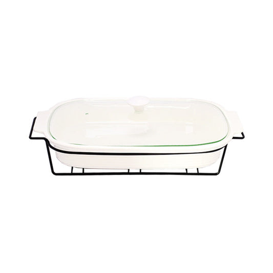 BR11006 12" RECTDISH CANDLE BLACK STAND