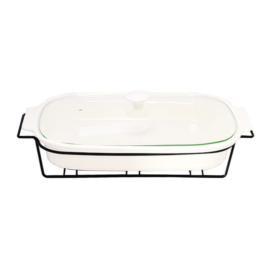 BR11007 14" RECTDISH CANDLE BLACK STAND