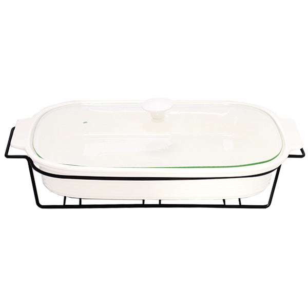 BR11008 16" RECTDISH CANDLE BLACK STAND