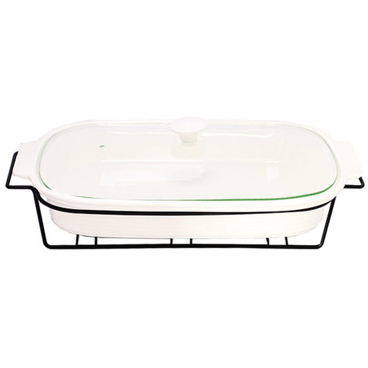 BR11008 16" RECTDISH CANDLE BLACK STAND