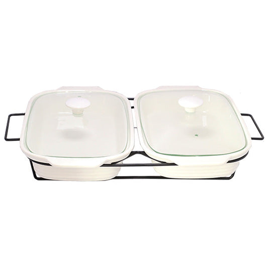 BR11009 12" TWIN RECT DISH CANDLE BLACK