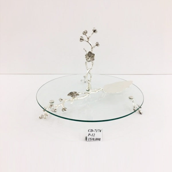 CD7174 1 TIER GLASS CAKE SET (S)