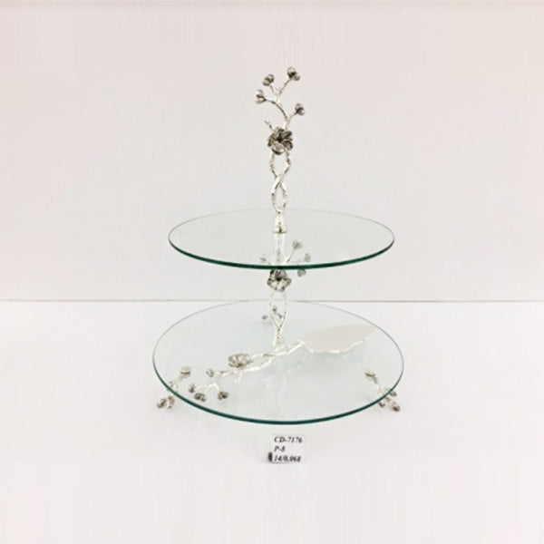CD7176 2 TIER GLASS CAKE SET (S)