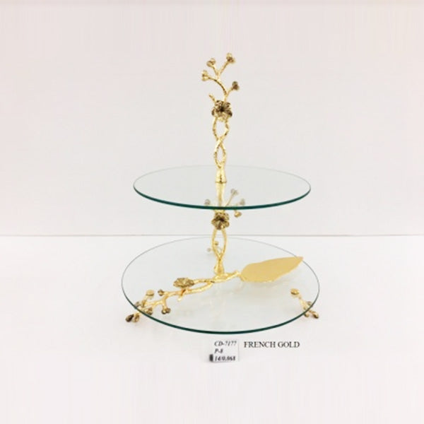 CD7177 2 TIER GLASS CAKE SET (G)