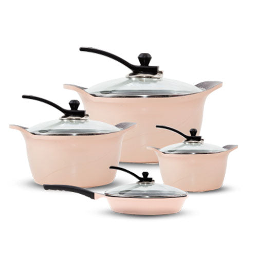 CO162-2394 8PCS GRANITE COOK SET CREAM