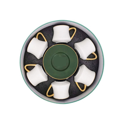 DIP67 6Cup Saucer Green+White ANGELA 8c