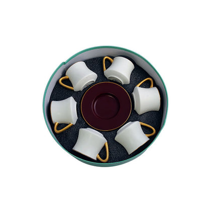 DIP68 6Cup Saucer Maroon+White ANGELA 8c