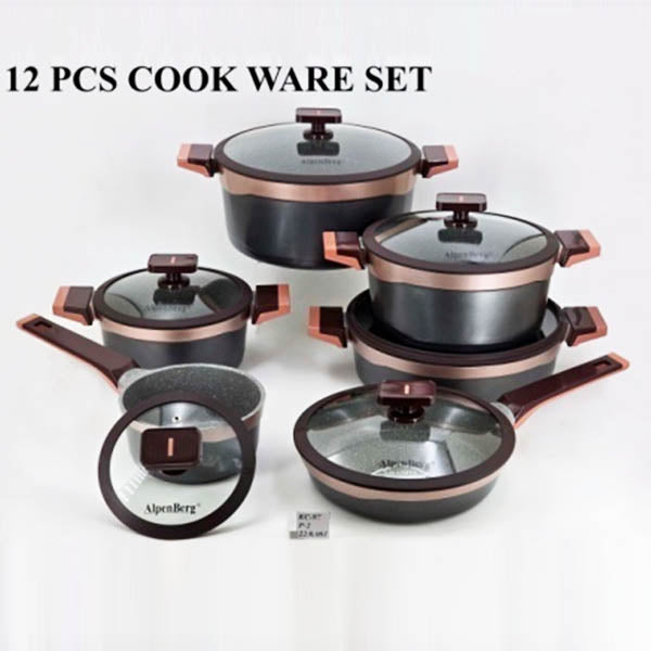 KC97 12Pcs Cook Set Gray-Copper 2c