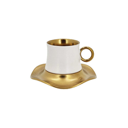MG278 6Pcs Cup Saucer GoldWhite - ANGELA