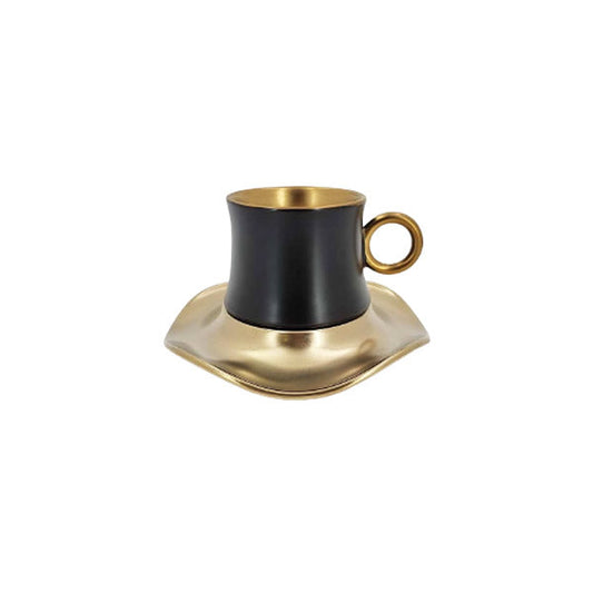 MG282 6Pcs Cup Saucer BlackGold - ANGELA
