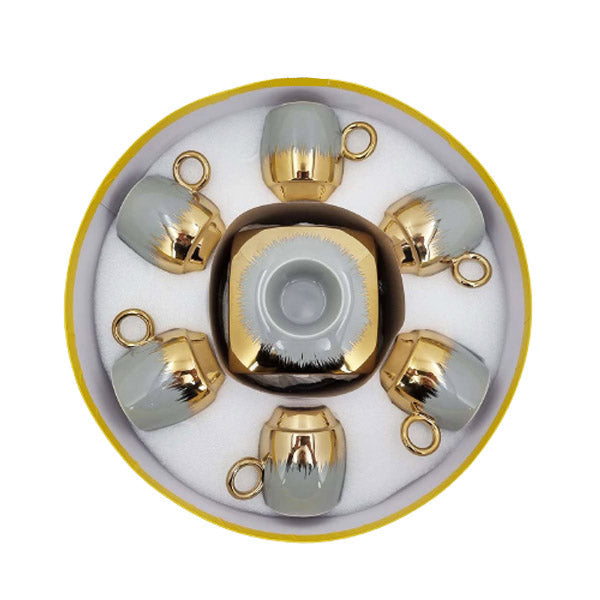 MG298 6Pcs CupSaucer GreyGold - ANGELA